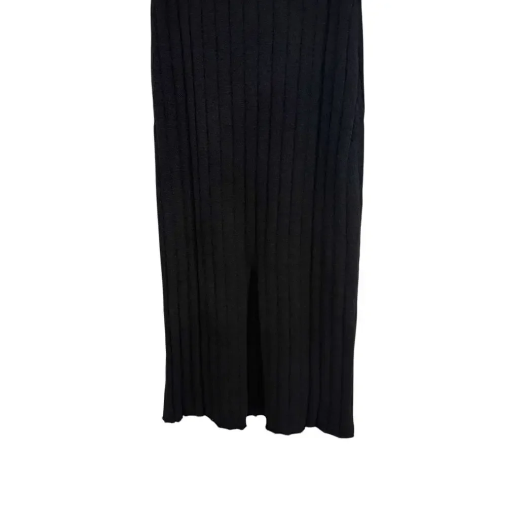 Dissh Rem Black Knit Midi Skirt Women's Medium NWT Slit Fitted